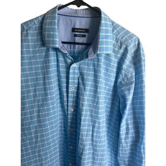 Bugatchi Shaped Fit Merns size xl blue longsleeve‎ Button up Preowned - Picture 2 of 6